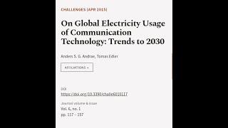 On Global Electricity Usage of Communication Technology: Trends to 2030 | RTCL.TV
