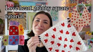 Love heart granny square tutorial