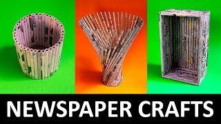 3 AMAZING ROLLED NEWSPAPER CRAFTS - EASY DIY PAPER CRAFTS