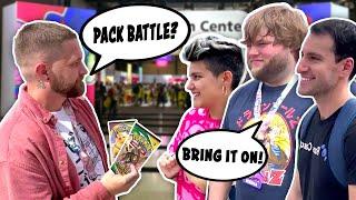 I gave Pokemon cards away at Worlds and met these Pokemon Youtubers!!!