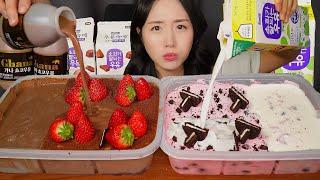 FANTASTIC COMBINATION STRAWBERRY CHOCOLATE CAKE & OREO CAKE ASMR EATING SOUNDS MUKBANG