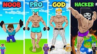 Minecraft TNT BODYBUILDER HOUSE BUILD CHALLENGE - NOOB vs PRO vs HACKER vs GOD | Animation