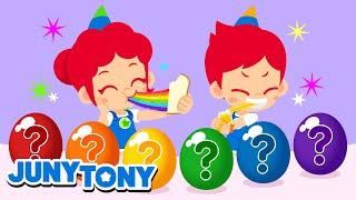 Surprise Eggs Song | Colorful Rainbow Desserts | Kids Songs & Nursery Rhymes | JunyTony