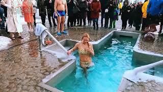 Epiphany 2024. Brave girls bathe in an icy ice hole