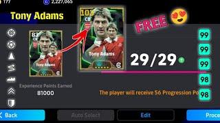 FREE  TONY ADAMS Max Level Up Training Tutorial In eFootball 2025