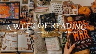 a week of reading fantasy books, annotating, unboxing books & journaling ️