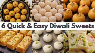 6 Quick & Easy Diwali Swetts Recipes in 30 Minutes | 6 Easy Diwali Sweets Recipes