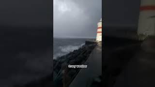 part of longer video walking in storm near this lighthouse