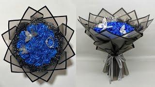 DIY | How to Make a Bouquet of Roses from Satin Ribbons Easy | Wrapping a Round Flower Bouquet