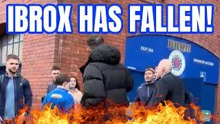 rangers fans confront Philippe Clement and players outside Ibrox 