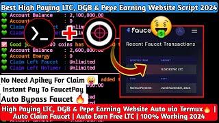 New High Paying LTC, DGB & Pepe Earning Faucet Auto Via Termux | Auto Claim Faucet | No Need Apikey