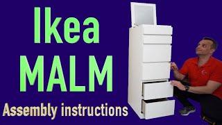 Ikea MALM Chest of 6 drawers with mirror assembly instructions