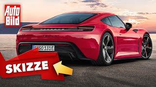 Porsche 718 Cayman (2024) | So könnte der E-Cayman kommen | Skizze