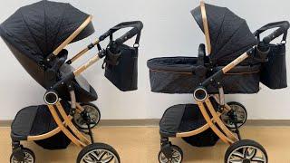 Best Baby Stroller 2024 Black with gold frame