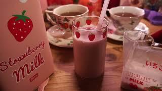 ASMR Strawberry Milk, Tea, Lemonade, Matcha & Strawberry Sandwiches