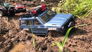 RC trucks off road mudding @ Parkerfest Europe 2018 Jeep Cherokee TRX-4 SCX10.2