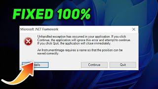 FIX - Unhandled Exception has Occurred in a Component in Your Application