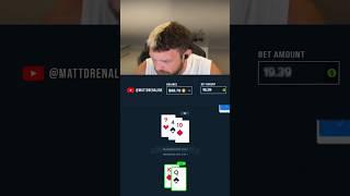 BLACKJACK WINSS #mattdrenaline #gaming #gamble #stakecasino #gambler #shorts #stake