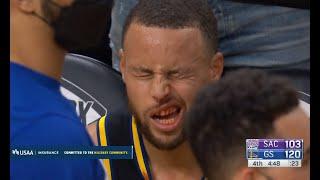 Steph Curry Hit In The Face and gets a Nose Bleed!