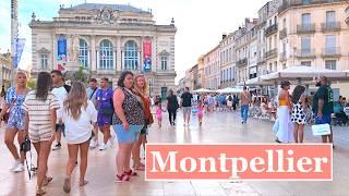 Nightlife in Montpelier, France - walking at night in Montpellier 4K HDR