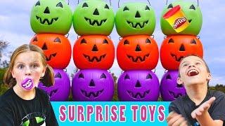 HALLOWEEN SURPRISE PUMPKIN GAME - Frozen Play Doh Minecraft Hello Kitty Superhero Blind Bag Egg Toys