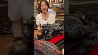 Tượng Nghê xông trầm và Thiềm Thừ xông trầm gỗ Trắc điêu khắc thủ công bằng tay