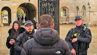 POLICE Shut Down Aggressive Idiot in Taser Confrontation at Horse Guards! FIXED