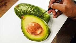 Painting Realistic Avocado in Watercolor