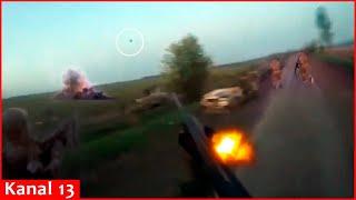Russians carrying ammunition were targeted by Ukrainian drone, drone blasts ammunition-laden vehicle