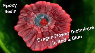 #343 EN: Dragon Flower Technique in Red & Blue / @resincourses234  #epoxyresin