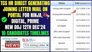 TCS HR DIRECT GENERATING JOINING LETTER MAIL ON PORTAL FOR NINJA, DIGITAL, PRIME NEW DOJ 12TH DEC’24