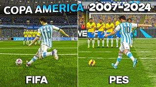 LIONEL MESSI Free Kicks | FIFA vs PES • Copa America (2007-2024)