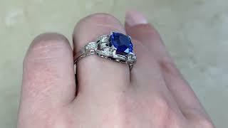 Antique GIA-Certified 2.70ct Sapphire and Diamond Sonora Ring, Circa 1925 - hand video