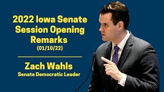 Opening Remarks by Zach Wahls, Iowa Senate Democrats Leader