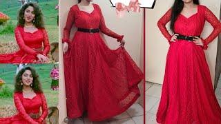 Madhuri dixit red flared dress making @creativesew