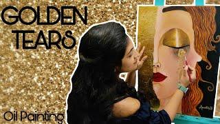 Golden Tears by @paintwidannie | Gustav klimt Inspired | Timelapse Oil Painting Process | Anindita