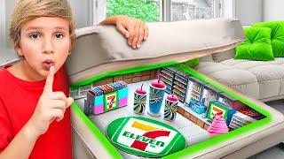 Vlad Builds a SECRET 7-11 in his Room!