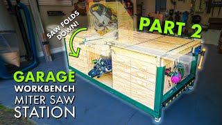 DIY WORKBENCH / MITER SAW Station PART 2! Building Dust Hood, T-Track & Drawers