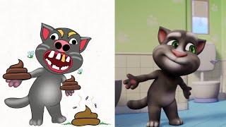 Talking Tom Shorts Funny Drawing Meme  | Funny Cartoon Talking Tom Hide and Seek Challenge