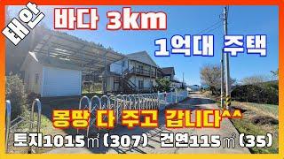 [물건번호2890]태안군 소원면 바다3KM " 4천5백 가격인하  몽땅 다 주고 갑니다," 1억원대 주택 으로 변신한 바닷ㄱ가  주택 입니다,  넓은 텃밭+ 창고+태양광발전시설