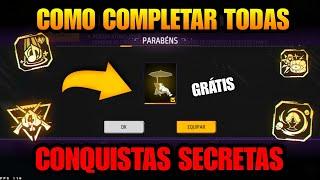 11 CONQUISTAS SECRETAS PRA VOCÊ DESBLOQUEAR NO FREE FIRE! COMO COMPLETAR TUDO! NOVIDADES FREE FIRE