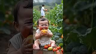 Adorable Baby Crying in a Tomato Garden – So Heartwarming!  #shorts #viralvideo #baby #cute