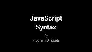 JavaScript Syntax