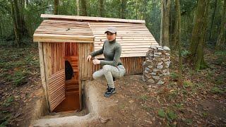 Building a Complete Underground Bushcraft Shelter with Hand Tools (Start to Finish)