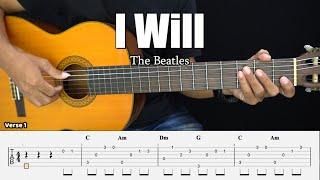 I Will - The Beatles - Fingerstyle Guitar Tutorial + TAB & Lyrics