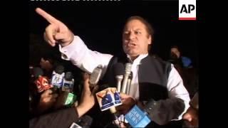 Former PM Sharif, leader of PML-N party, addressing supporters