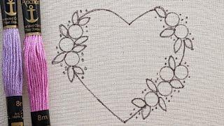 VERY VERY EASY FLOWER HEART EMBROIDERY DESIGN FOR BEGINNERS/HAND EMBROIDERY