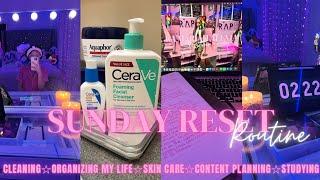 SUNDAY RESET ROUTINE VLOG | deep cleaning, content planning, skincare, studying