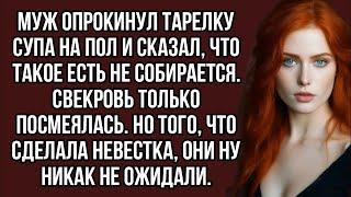 Муж опрокинул тарелку супа на пол и сказал, что такое есть не собирается  Свекровь только посмеял