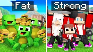 FAT Mikey Family vs STRONG JJ Family Survival Battle in Minecraft (Maizen)